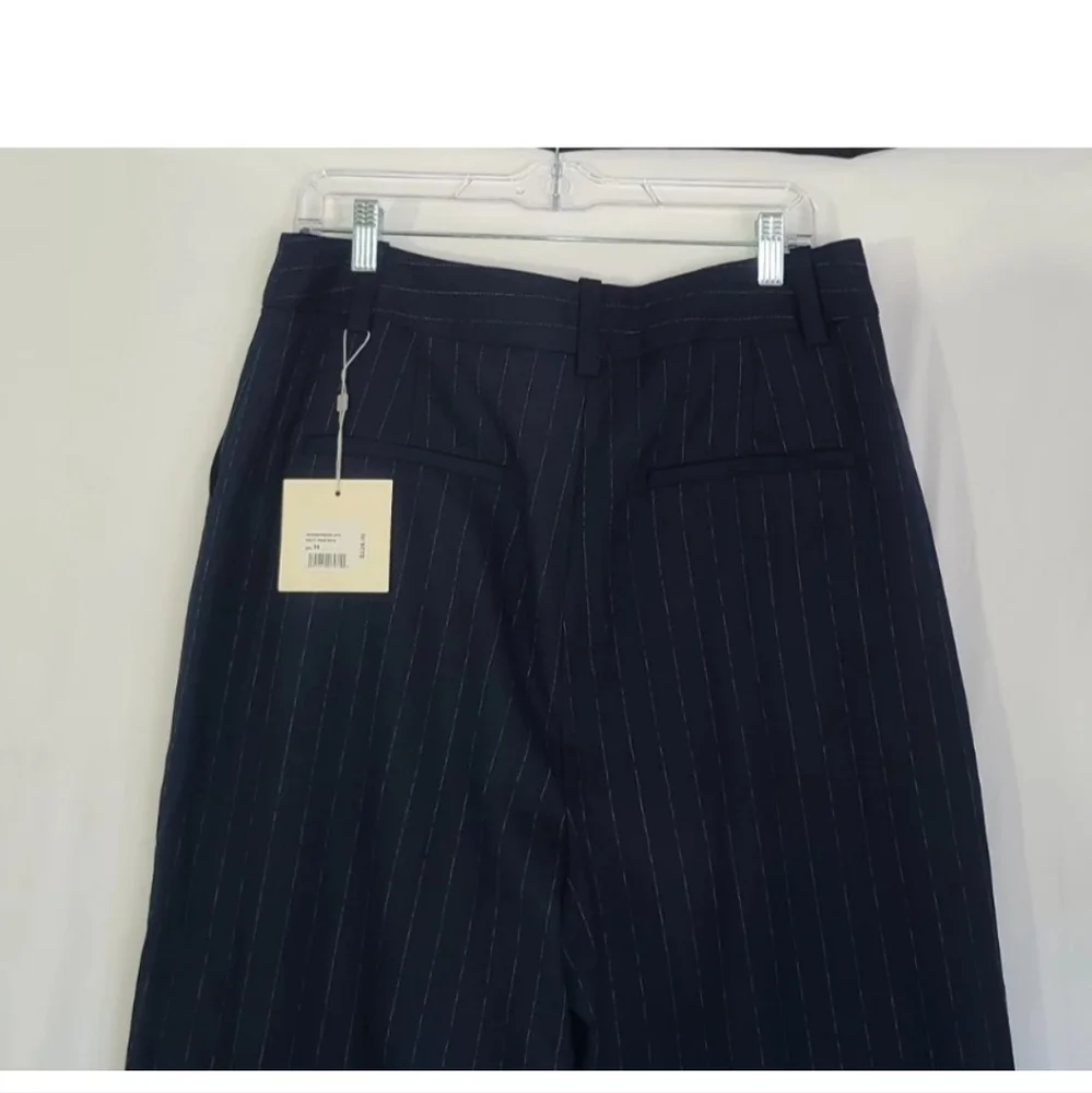 New W/Tag Favorite Daughter Designer Navy Pinstripe Favorite Pants US 14 RT $228 - Picture 9 of 11